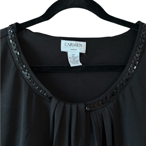 Carmen Marc Valvo Sleeveless Blouse Women's Size 2X Tank Top Black - Picture 3 of 4